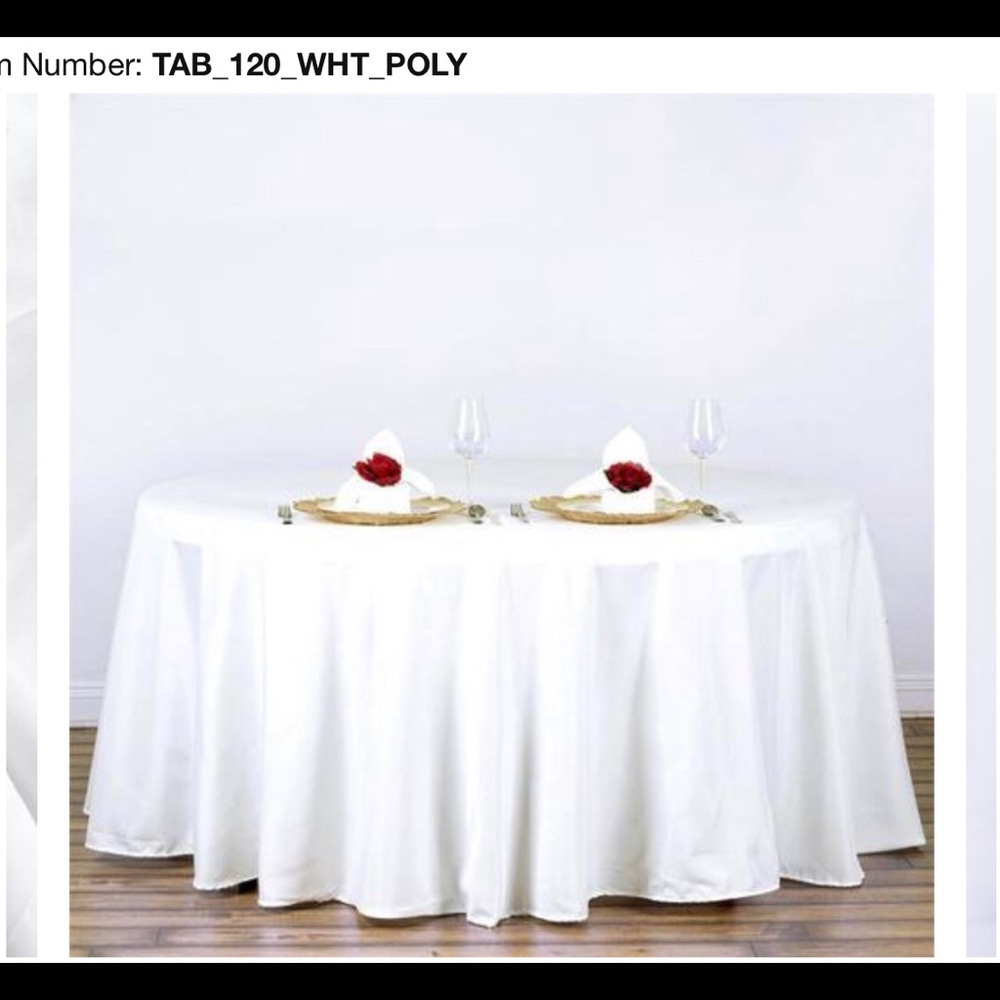 120" White Polyester Round Tablecloth - TWO PACK